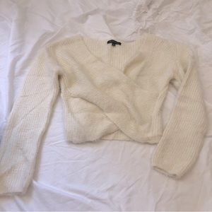 Cropped wrap sweater NWOT